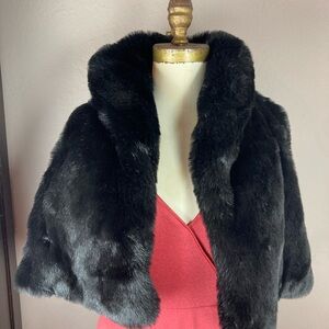 Banana Republic Black Faux Fur Women's Cape - XS / S